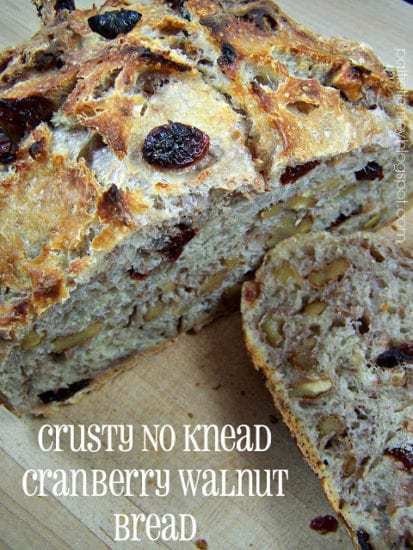 Homestead Blog Hop Feature - Crusty No Knead Cranberry Walnut Bread