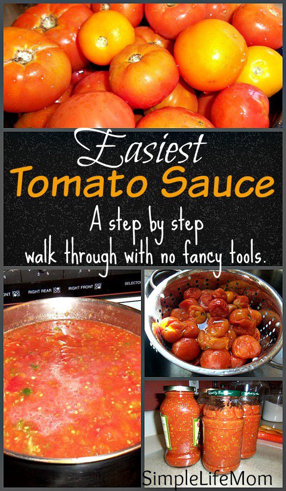 Learn how to process tomatoes to make sauce without using any fancy tools. Get step by step instructions for processing tomatoes into sauce and canning them.