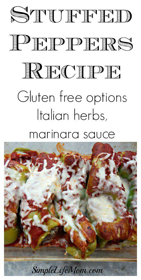 The Best Stuffed Peppers Recipe with homemade marinara recipe (optional) from Simple Life Mom.