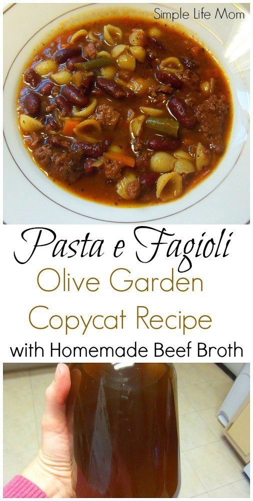 Pasta e Fagioli Olive Garden Copycat Recipe with Homemade beef bone broth from Simple Life Mom