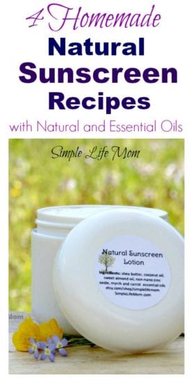 4 Natural Homemade Sunscreen Recipes with essential oils from Simple Life Mom