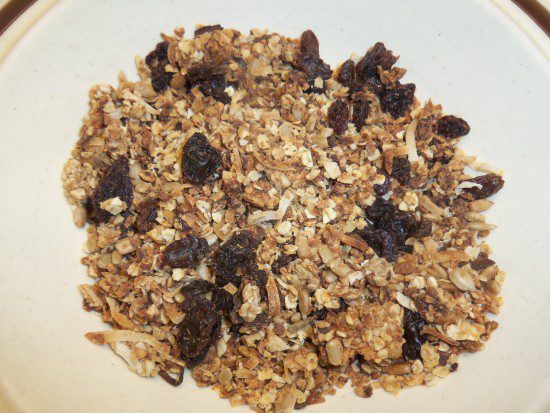Homemade Granola - with raisins, wheat germ, coconut, oats and honey