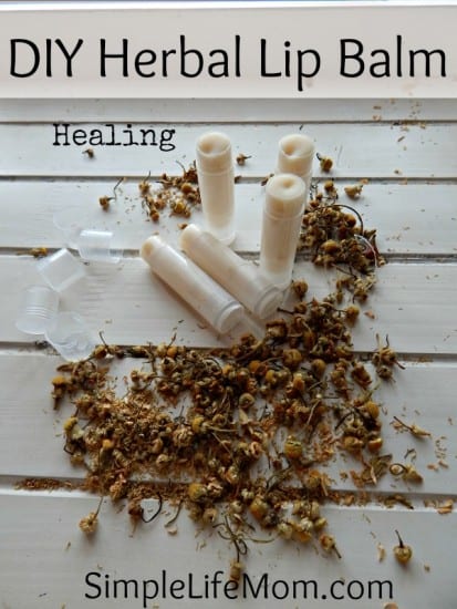 Easy Lip Balm with herbs and essential oils- A healing recipe from @SimpleLifeMom
