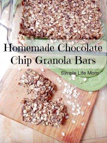 Quick No Bake Chocolate Chip Granola Bars with Chia Seeds - Simple