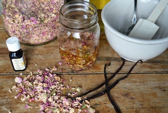 27 Last Minute DIY Gift Ideas - Rose Massage Oil from Herbal Academy of New England