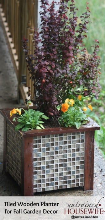 27 Last Minute DIY Gift Ideas - Tiled Wooden Planter from The Untrained Housewife