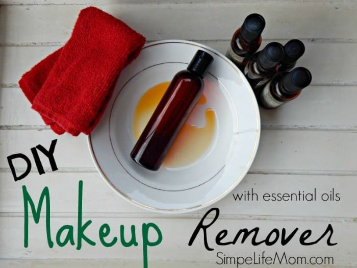 Learn how to make your own Makeup Remover with jojoba and essential oils for a healthy and natural alternative to makeup wipes - from Simple Life Mom