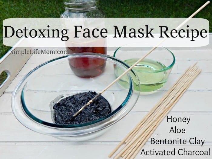 Detoxing Charcoal Face Mask Recipe with activated charcoal, bentonite clay, raw honey, aloe, and essential oils - from Simple Life Mom