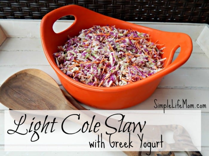 An Easy and Light recipe for greek yogurt Coleslaw for healthy summer days. A great way to use that cabbage from your garden.