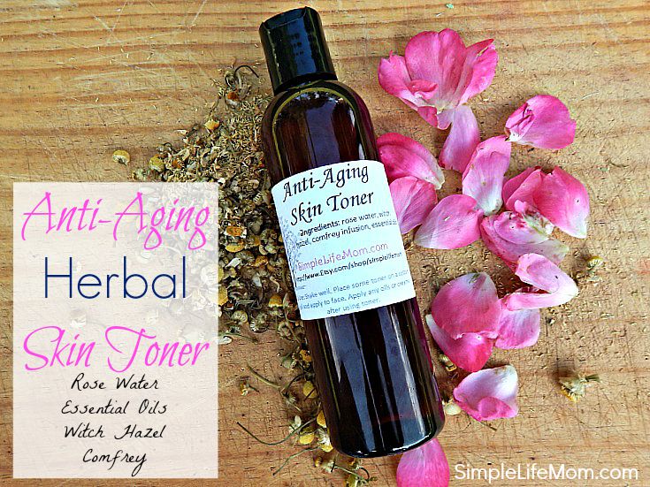 Anti Aging Herbal Skin Toner with Rose Water, Witch Hazel, Comfrey Water and Essential Oils