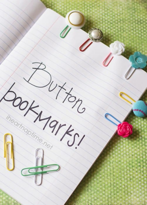 17 Natural Back to School DIYs - Button Bookmarks from I heart Naptime