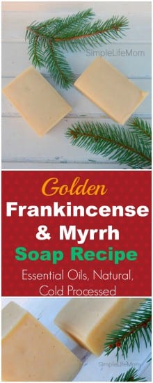 Golden Frankincense and Myrrh Soap Recipe with essential oils - Handmade Cold Processed Soap make s a great Christmas Gift @SimpleLifeMom #christmasgifts