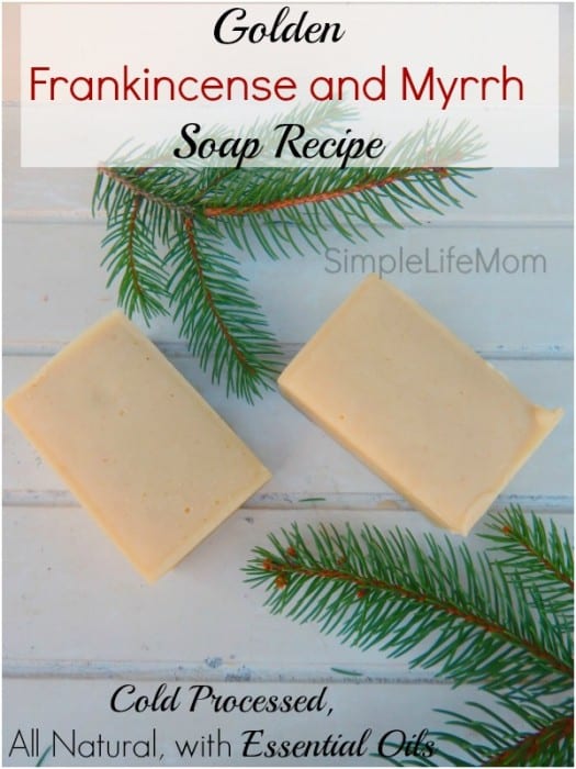 Golden Frankincense and Myrrh Soap Recipe - cold processed with essential oils from Simple Life Mom