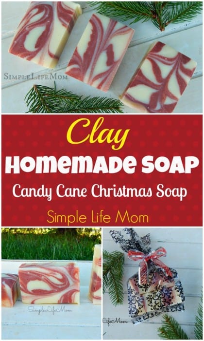 Homemade Candy Cane Soap Recipe from Simple Life Mom - make Christmas Candy Cane Soap as a great gift idea.