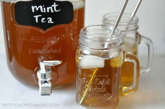 Homestead Blog Hop Feature - making-mint-tea-with-fresh-mint-leaves