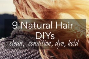 9 Natural Hair DIYs: shampoo, condition, harispray, gel, dye and highlight, detanlger, dry shampoo and dandruff relief by Simple Life Mom