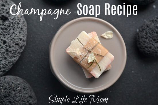 Champagne Soap Recipe - a great gift idea. Natural Cold process soap recipe with essential oils from Simple Life Mom