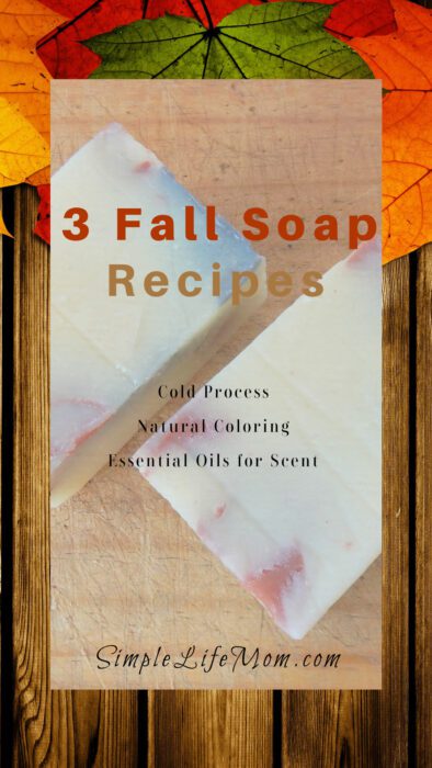 3 Fall Soap Recipes - cocoa, cranberries and vanilla. Natural ingredients in the cold process method with natural coloring and essential oils for scent.