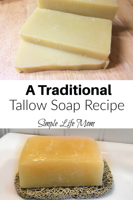 Easy Cold Process Soap Recipe - Traditional Tallow Recipe from Simple Life Mom with substitution suggestions