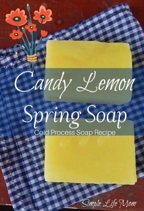 Candy Lemon Spring Soap Recipe - a naturally colored and scented spring soap recipe with lavender, vanilla, and lemon essential oils
