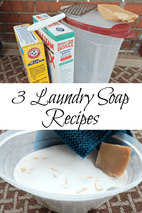 How to make laundry soap at home with a few simple ingredients so that you can have a healthier home and lifestyle. It's frugal, natural, and healthy. 3 recipes