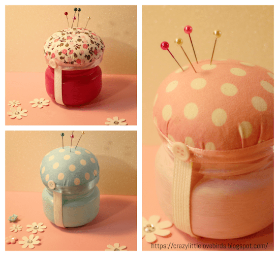 Homestead blog Hop Feature - How to Transform Glass Garlic Jars into Pin Cushions