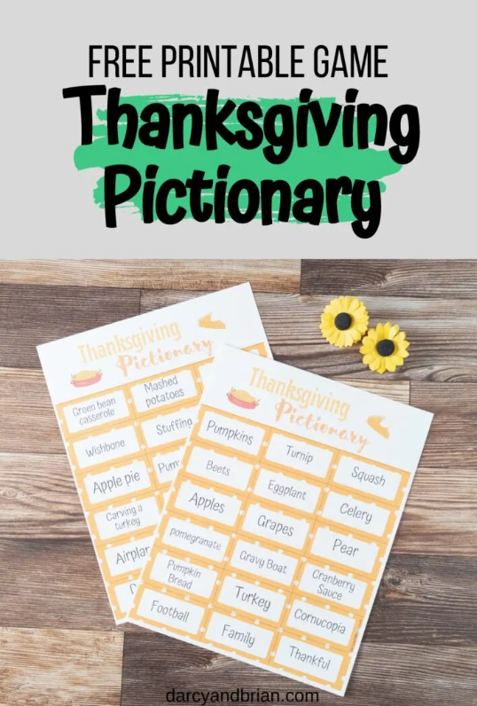 Homestead Blog Hop Feature - Free Printable Game Thanksgiving Pictionary 