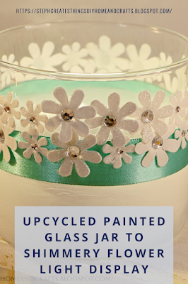Homestead Blog Hop Feature - Upcycled Painted Glass Jar to Shimmery Flower Light Display