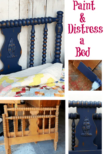 Homestead Blog Hop Feature - Paint and Antique a Wood Bed