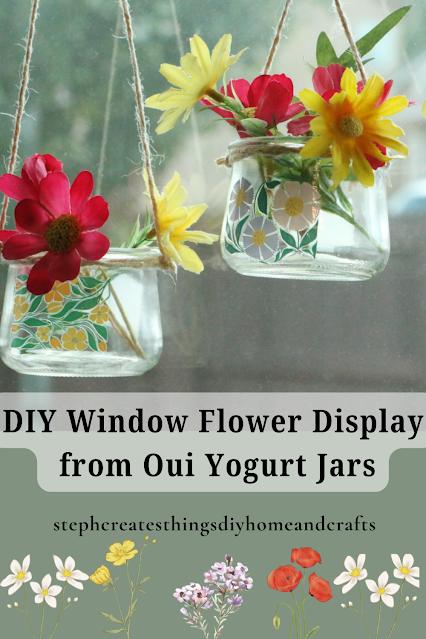 Homestead Blog Hop Feature - DIY Window Flower Display from Yogurt Jars