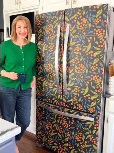 Homestead Blog Hop Feature - How to Wallpaper a Refrigerator