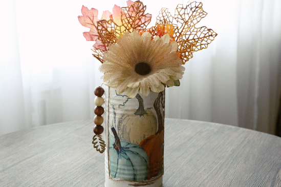 Homestead Blog Hop Feature - Fall Floral Vase Upcycled Metal Can